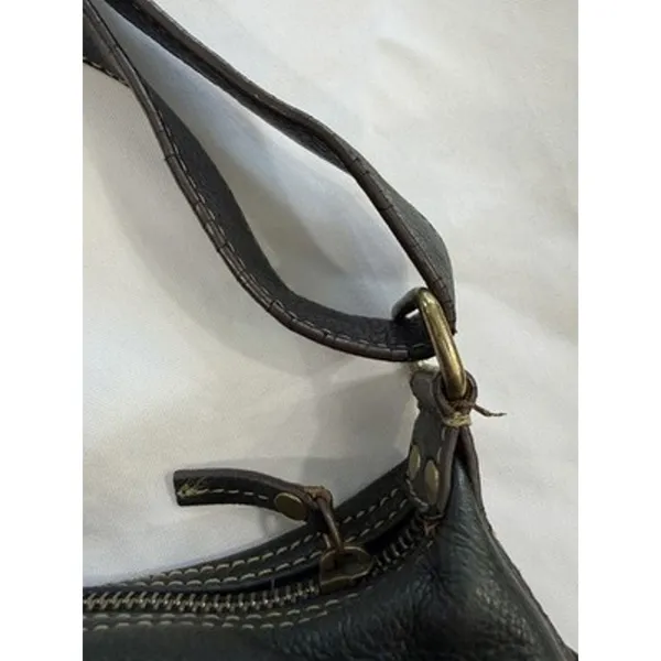 Vintage Fossil Black Leather Multi-Pocket Shoulder Bag Y2K Satchel - Image 13