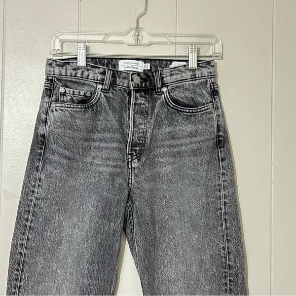 & Other Stories Stockholm Atelier High Rise Straight Leg Jeans Gray Black Raw He - Image 3