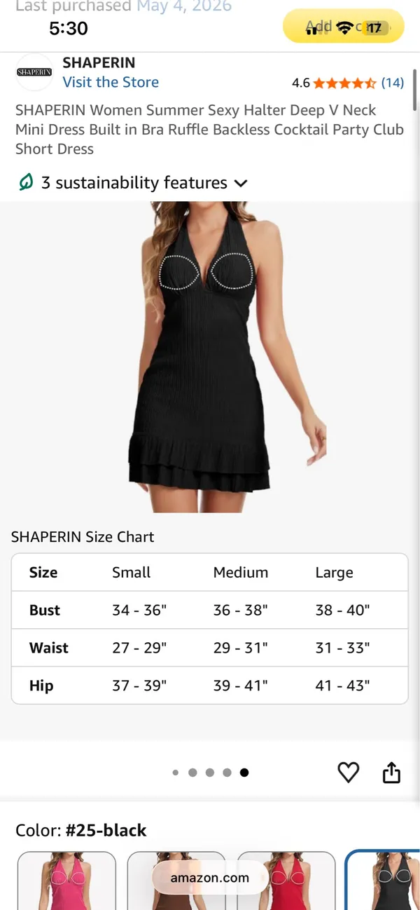 Amazon SHAPERIN Women Summer Sexy Halter Deep V Neck Mini Dress Built in Bra Ruffle Backless Cocktail Party Club Short Dress - Image 6