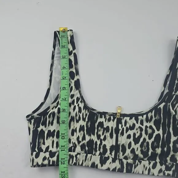 Varley 75N Animal Print Bikini Top‎ Front Zipper Size Large - Image 8