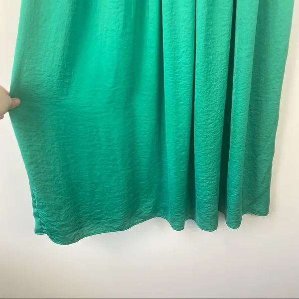 Mango CASUAL Maxi Skirt Green Satin Polyester Floor Length Elastic Waist XS - Image 4