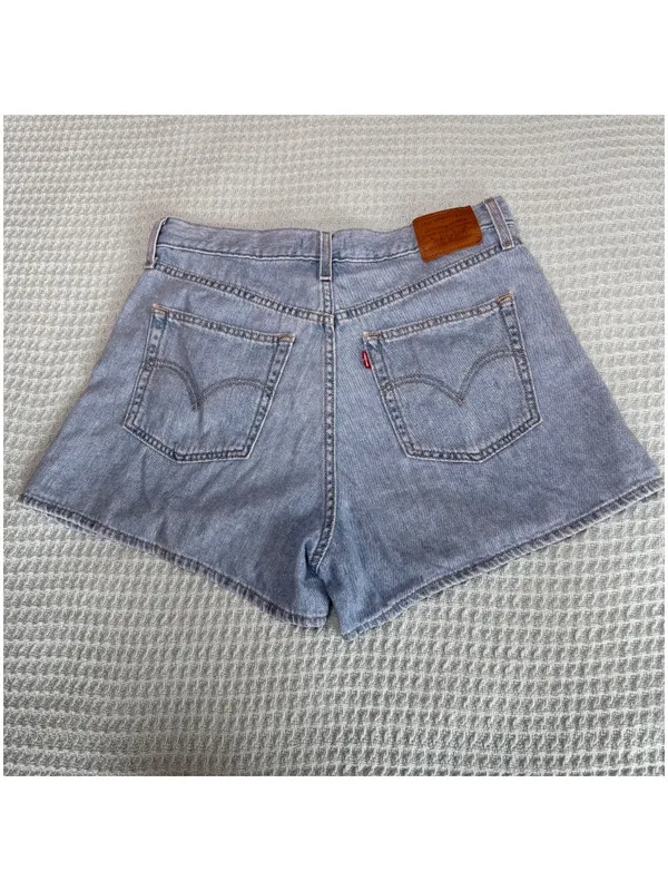 Levis Premium High Loose Shorts Womens 31 Denim Jean Mom Jorts Light Wash - Image 2