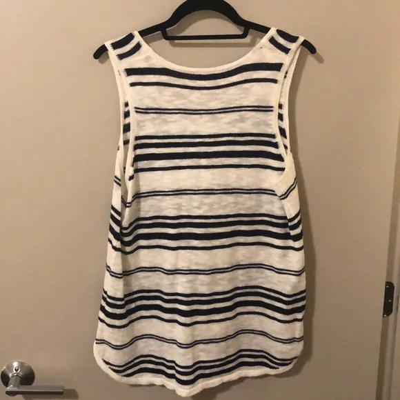Anthropologie • Moth Navy / White Striped Tank Top (Size L) - Image 4