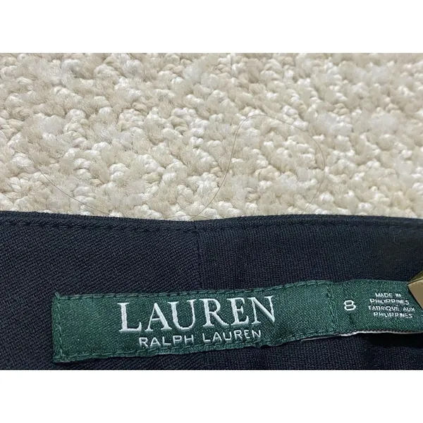 Lauren Ralph Lauren Black Flat Front Straight Dress Pants Size 8 Classic Stretch - Image 8