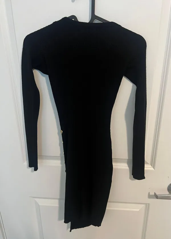 Gold Button Accented Mini Dress Black Size XS - Image 3