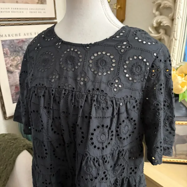 STAUD Mini‎ Black Hyacinth Dress Eyelet Lace Size Medium - Image 3