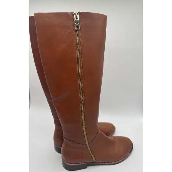 Elaine Turner boots Size 8.5 Cognac Leather Zip Equastrian Knee Tall Never Worn - Image 2