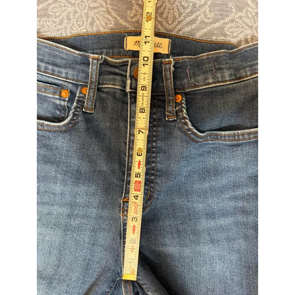 Madewell Cali Demi Boot Jeans Size 26 Blue Cropped Flare Raw Hem Frayed - Image 8