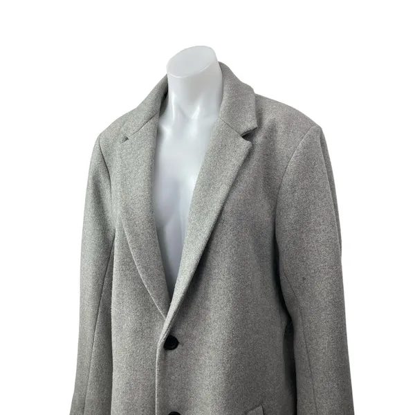 Hollister Women's Gray Long Sleeve Button Longline Trench Coat Jacket Size L - Image 2