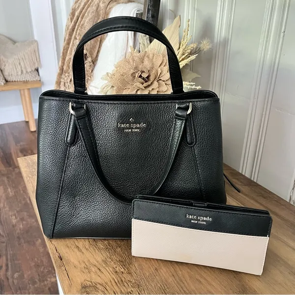 Kate Spade Medium Triple Compartment Satchel Jackson Black With Wallet - Image 13