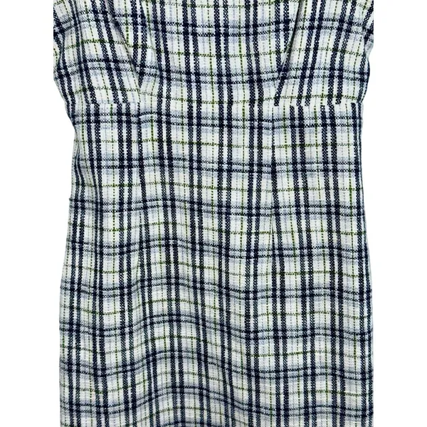 Abercrombie & Fitch White Blue Green Plaid Tweed Sleeveless Mini Dress Womens M - Image 5