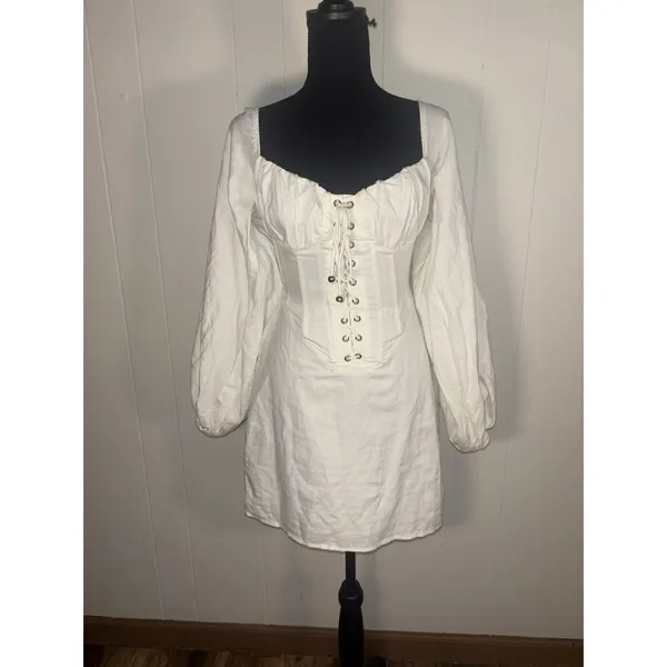 sabo skirt luxe corset vida dress Linen Cotton Xs White - Image 2