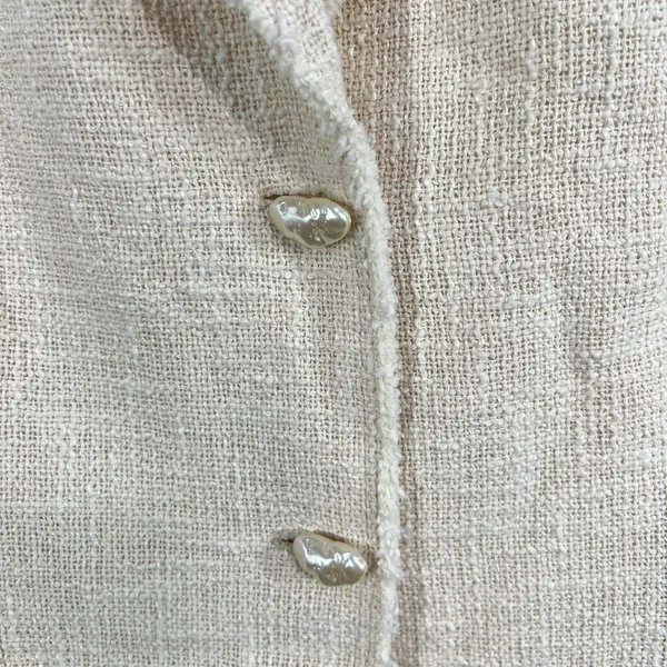 ZARA Textured‎ Cotton Tweed Blazer Jacket Ecru Cream Ivory XL Fully Lined Boho - Image 9