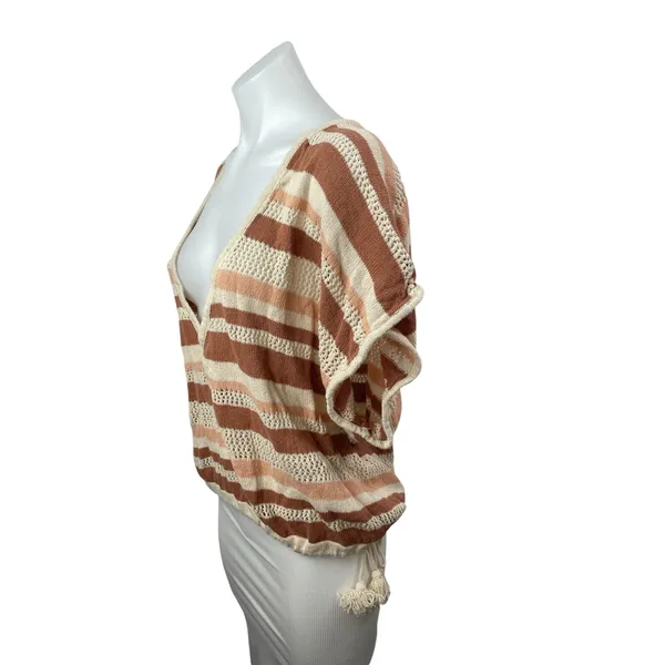 Anthropologie Womens Multicolor Striped Knit Side Tie Boho Poncho Sweater Top OS - Image 5