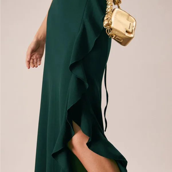 Rihoas Green Ruffle Cross Back Strap Maxi Dress - Image 3