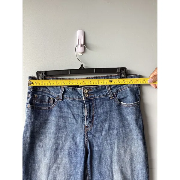 Levis 526 Slender Bootcut Jeans Medium Wash Blue Double Button Mid Rise Denim - Image 3