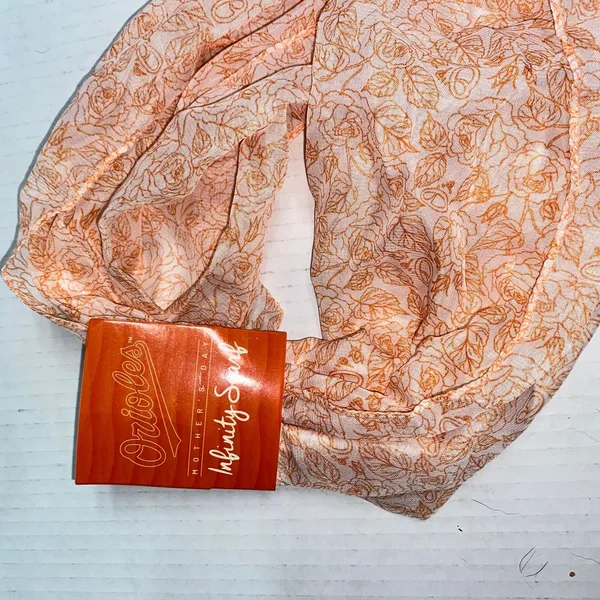 NWT Baltimore Orioles MLB Mother's Day orange White Floral Infinity Scarf Womens - Image 3