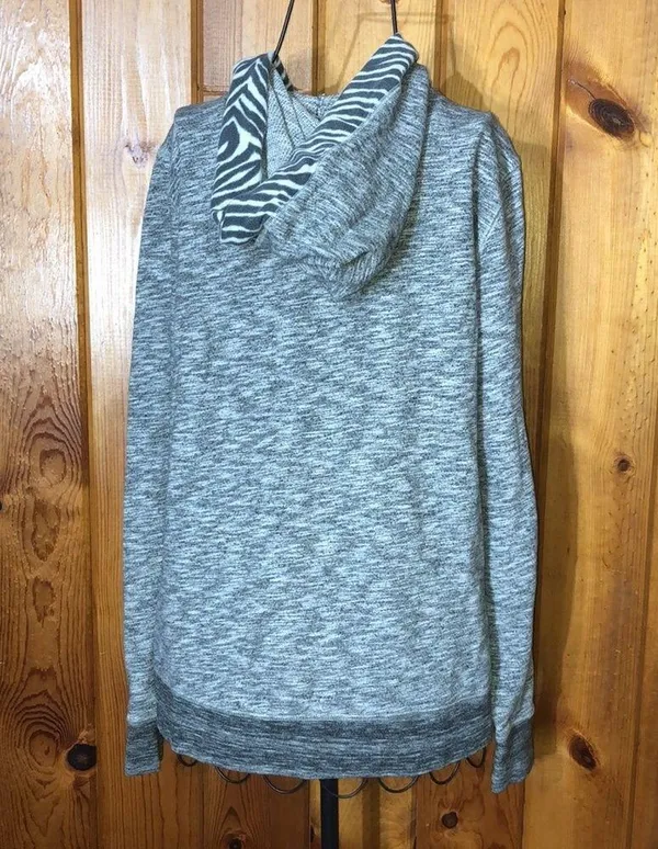 Pink Victoria’s Secret zebra print sweatshirt zip up top size medium original​ - Image 4