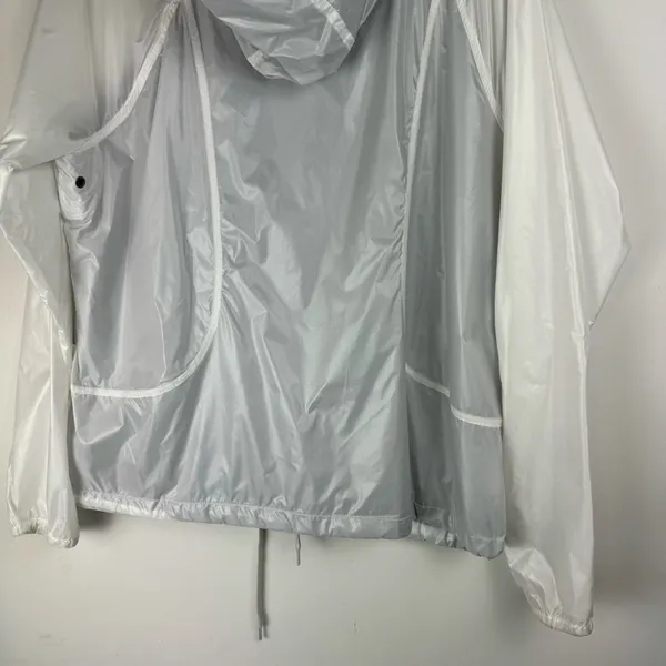 Athleta White Lined Windbreaker Jacket Sz 1X Full Zip Athletic Pockets Hooded - Image 15