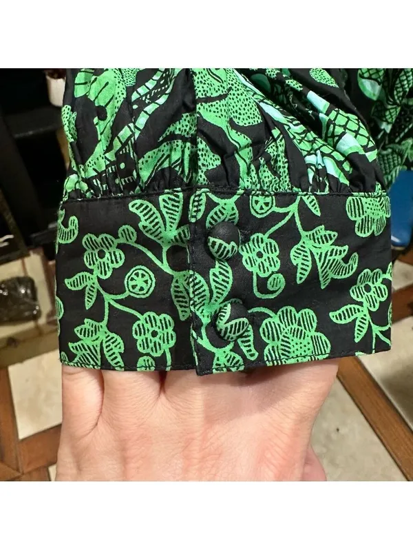 Tuckernuck Pink City Prints Green Floral Mid Length Dress Size Small - Image 4