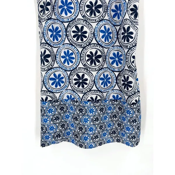 Mud Pie Shift Dress Womens Small Blue‎ White Floral Medallion Coastal Preppy Mod - Image 4