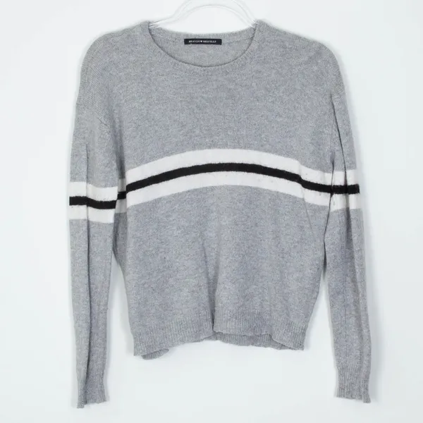 Brandy Melville‎ Wool Cashmere Blend Long Sleeve Gray Striped Sweater - Image 4