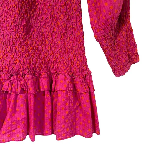 Alexis Marilena Off Shoulder Smocked Dress Fuchsia Polka Dot XS - Image 4