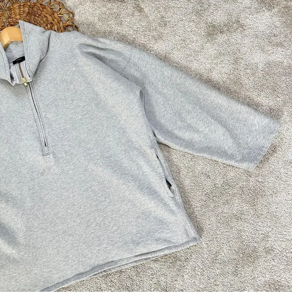 J.Crew University Terry Long Half-Zip Tunic Sweatshirt Heather Grey Cozy Chic - Image 7