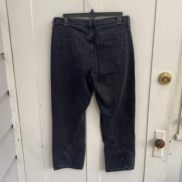 Banana Republic High Rise Barrel Leg Jeans Size 28R Washed Black Cropped Cotton - Image 4