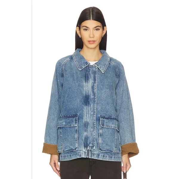 Heartloom Elina Denim Chore Jacket XS Corduroy Cuff Utility Coat - Image 2
