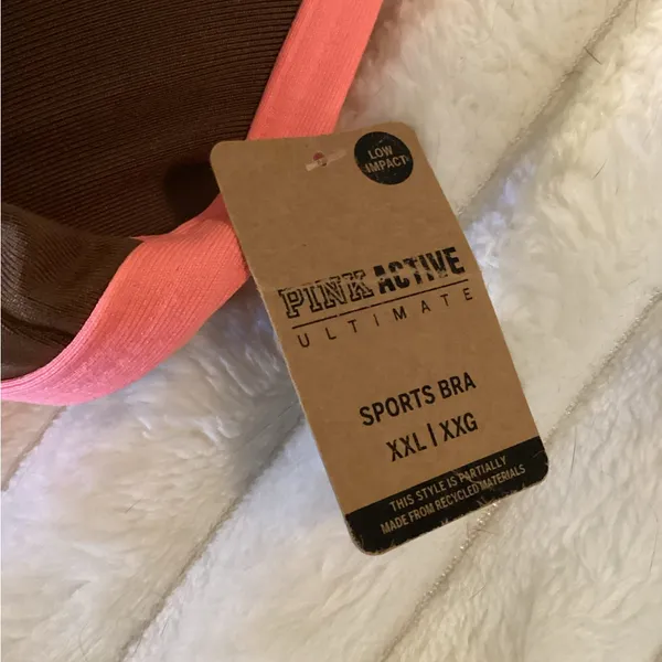 PINK Victoria's Secret Brown Longline Bralette with Pink Trim - Image 2
