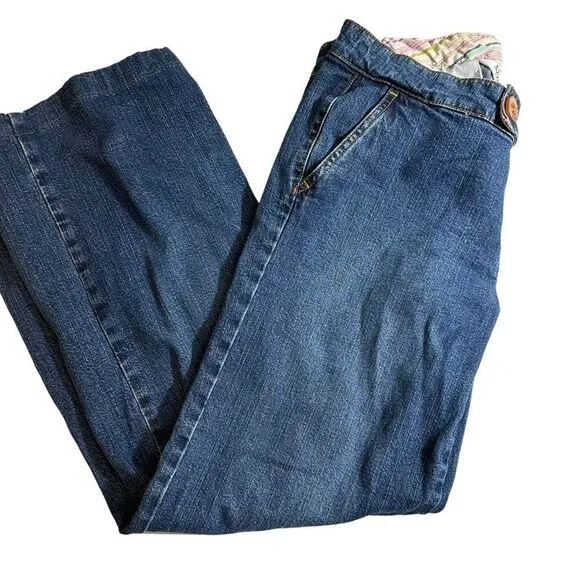 Lilly Pulitzer Jeans Women 8 Blue Low Rise Wide Leg‎ Denim Stretch Casual - Image 6