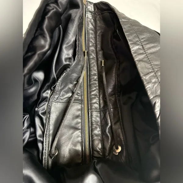 Vintage‎ Wilson Leather Full Zip Drawstring Waist Jacket in Black Size Large - Image 7