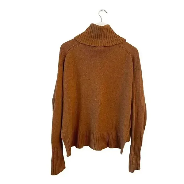 Anthropologie Viscose Wool Mustard Rust Knit Chunkie Oversized SZ S #1726 - Image 2