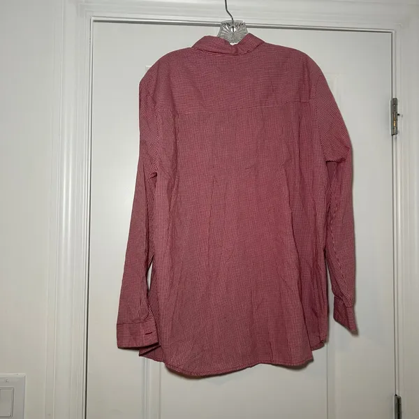Karen Scott Womens XL Red Gingham Embroidered Holly Christmas Button Down Shirt - Image 4