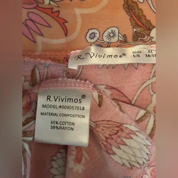 R. Vivimos Floral Pink Kimono Robe Size XL. F47 - Image 14