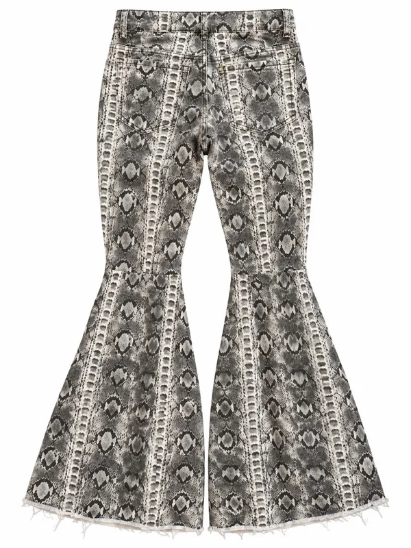 Free People Just Float On Flare Jeans Womens 31 Grey Snake Print Excellent Flare - Image 5