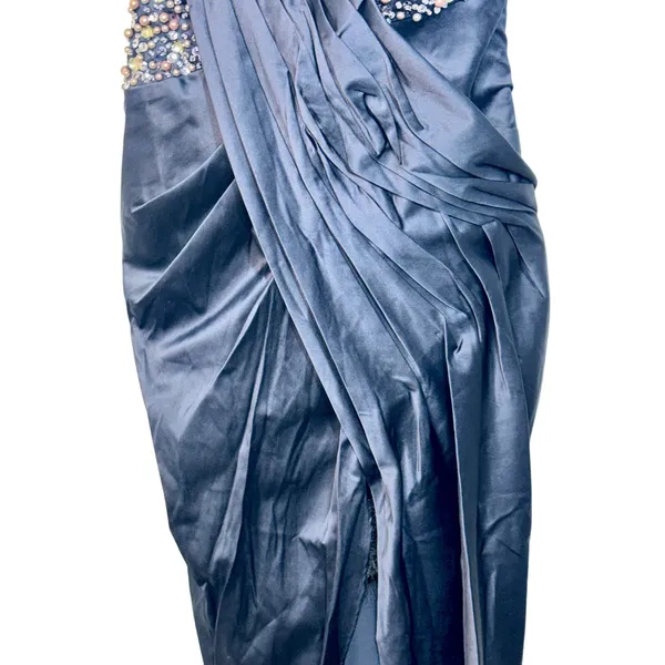 NWT Mandalay Navy Blue One Shoulder Beaded Sequin Evening Gown Dress Size 14 - Image 5