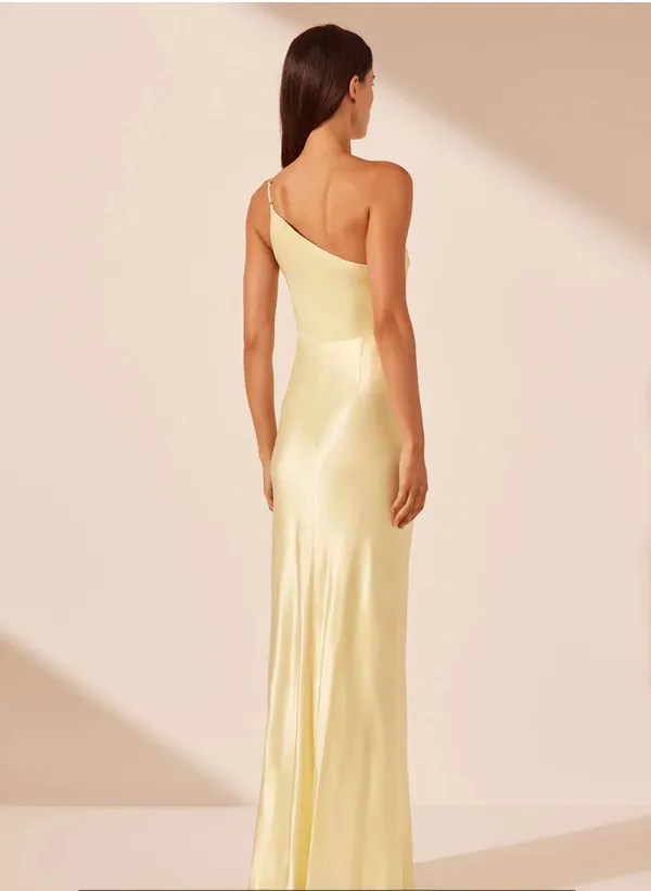 Shona Joy La Lune Asymmetrical Gathered Maxi Dress - Lemon - Image 5