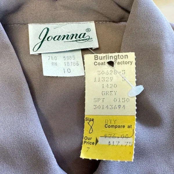 NWT Vintage Joanna Brown Taupe Sheer Button Up Blouse Peter Pan Collar Size 8 - Image 5