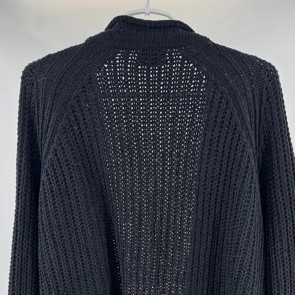 POL Black Open-Knit Women's Cardigan M oversized neutral capsule open front - Image 3