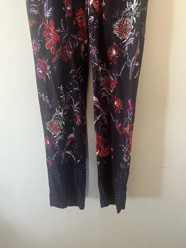 Anthropologie Maeve Floral Boho Jumpsuit 4 Purple Red Artsy Romantic Going Out - Image 6