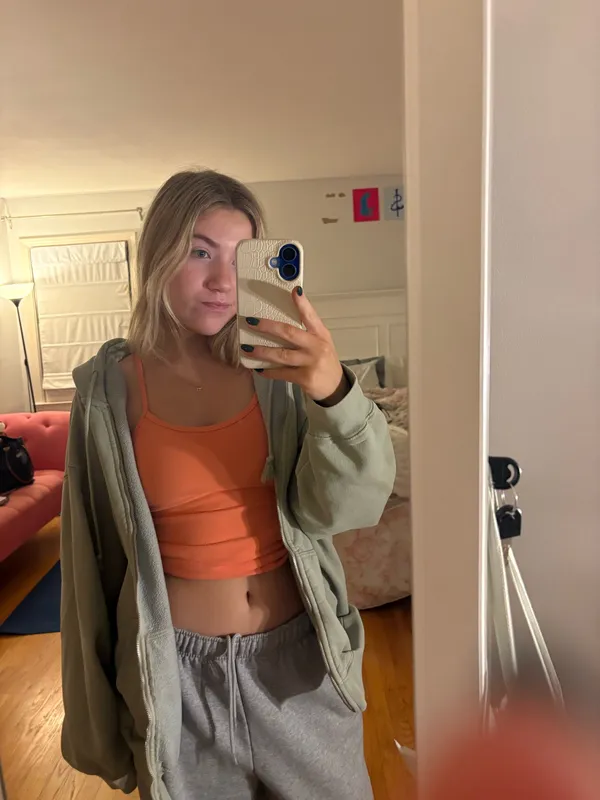 Brandy Melville Sage Green Zip-Up Hoodie - Image 2