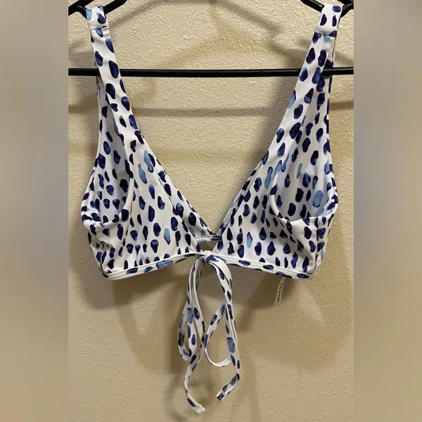 Shein Blue White Speckled Watercolor Beach Matching Bikini Set Womens Size Small - Image 6