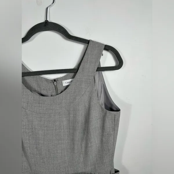 Calvin Klein Gray Fit & Flare Dress Size‎ 6 Sleeveless Belted A-Line Career - Image 4
