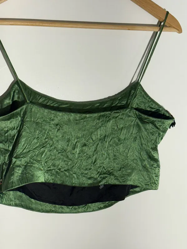 NWOT Hope for Flowers by Tracy Reese Beaded Cami Green Top 100% Naia Acetate - Image 12