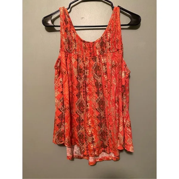 Cato Pink Brown Print Sleeveless Blouse With Strap Detail Size Large - Image 2