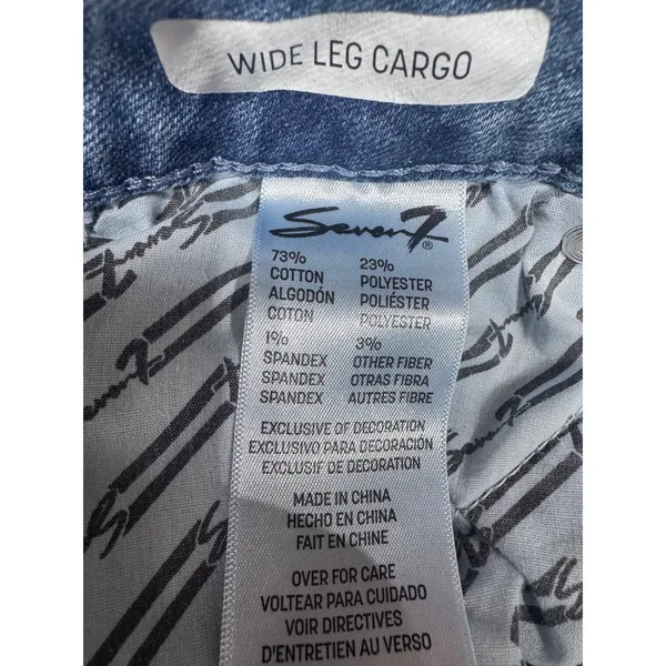 Seven7‎ Size 14 Wide Leg Cargo Jeans Y2K Utility Denim Light Wash Boho - Image 3
