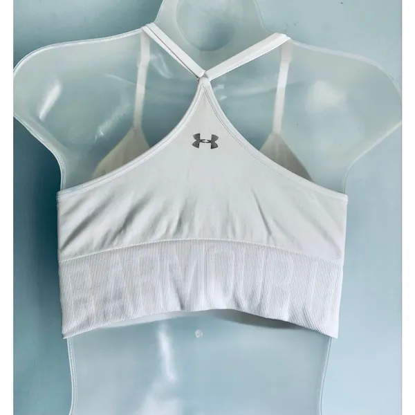 Under Armour Sports Bra White Large Pullover Lightweight - Image 2