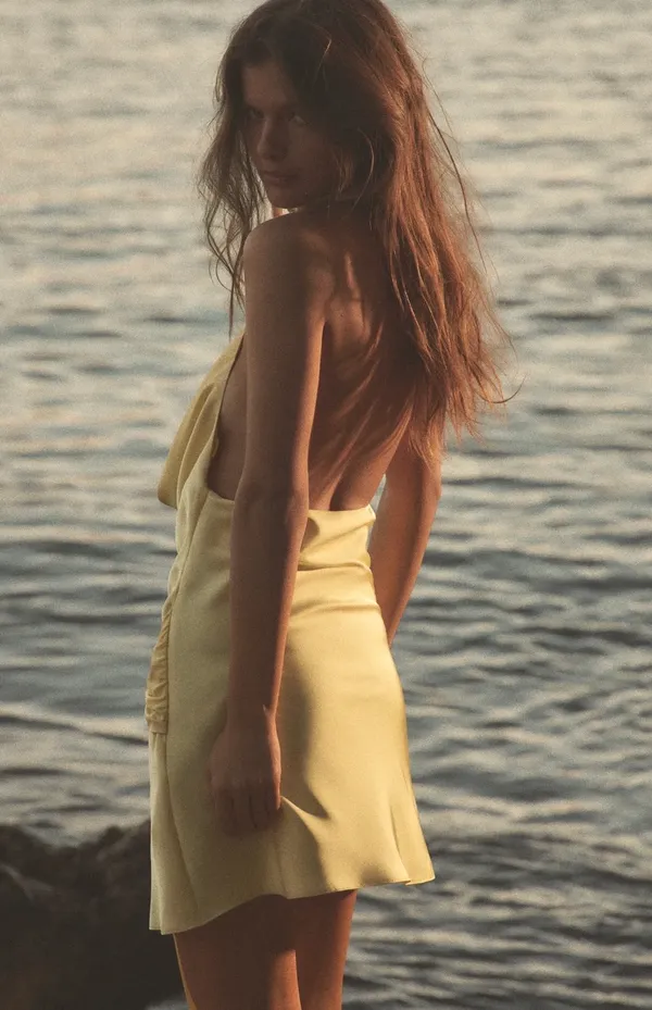 ZARA Satin Dress Effect Yellow - Image 4